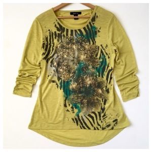 Style &  Co. Hi/low 3/4 Sleeve Graphic Top